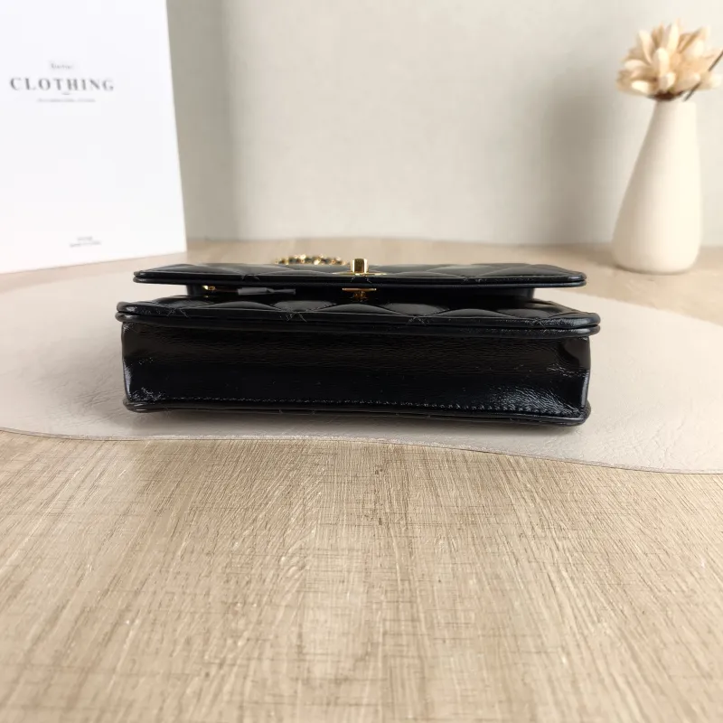 Chanel Crossbody Bag woc Black Waxed Leather One Size 19.2 × 3.5 × 12.3 cm — cover view 5 of 6