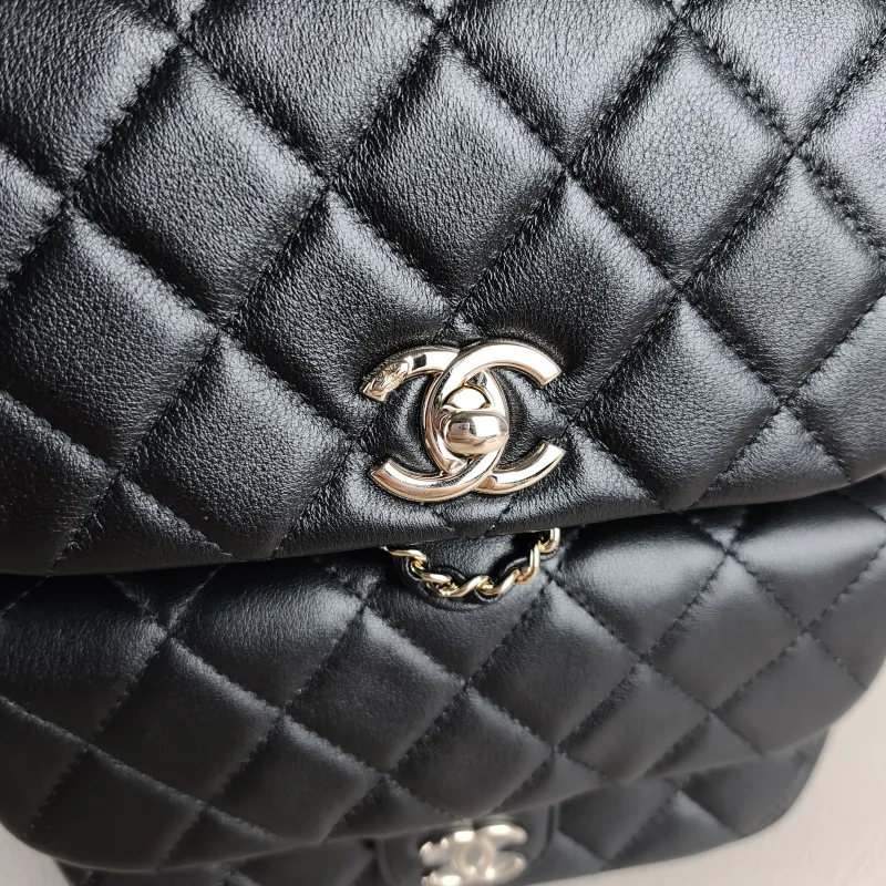 Chanel Backpack Duma Black Calfskin Large 21 × 13 × 23 cm — detail view 12 of 13