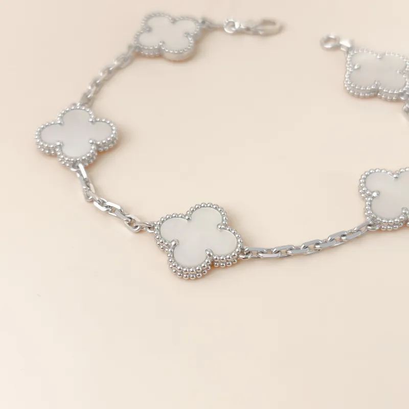 Van Cleef & Arpels Bracelet Alhambra Alhambra Collection Five-Motif Bracelet Pearl · White Mother-of-Pearl 18KW hite Gold Vintage Small 19cm — cover view 6 of 11