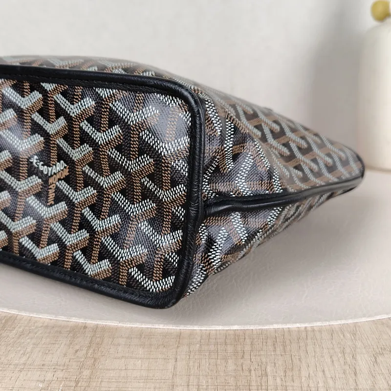 GOYARD Top Handle Bag ANJOU Shopping Tote Black ine Canvasmini19.5 × 9 × 19.5 cm — detail view 5 of 10