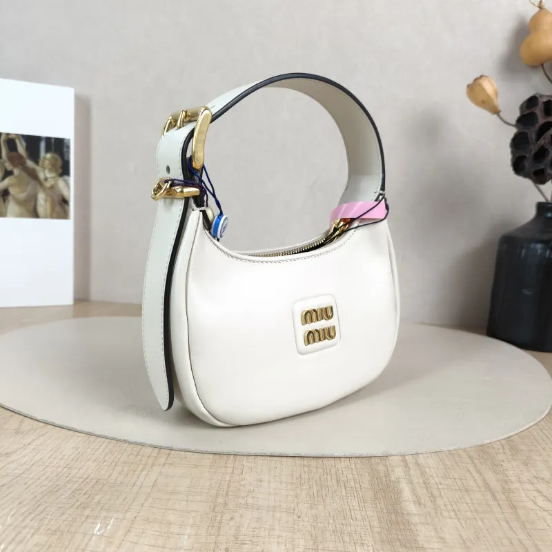 Miumiu Shoulder Bag Hobo Shoulder Bag White Calfskin One Size 18 × 6 × 11 cm — cover view 3 of 5