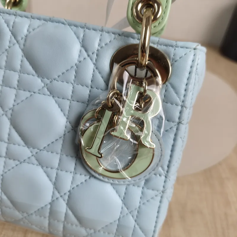 DIOR Crossbody Bag Lady Lady Dior Bag Green Blue Lambskin mini17 × 7 × 15 cm — detail view 7 of 14