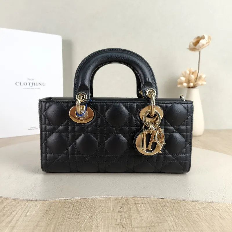 DIOR Top Handle Bag Lady D-Joy Black Lambskin Small 22 × 6 × 11 cm