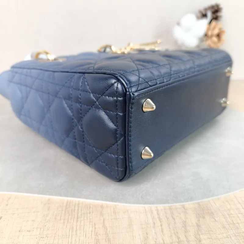 DIOR Top Handle Bag Lady Lady Dior Bag Blue Lambskin Small20 × 8 × 18 cm — detail view 1 of 10