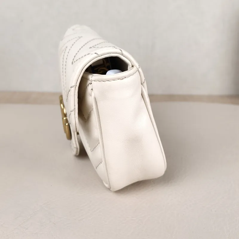 GUCCI Crossbody Bag GG Marmont Mini Marmont Mini White Calfskin Mini 16.5 × 4.5 × 9.5 cm — detail view 7 of 11