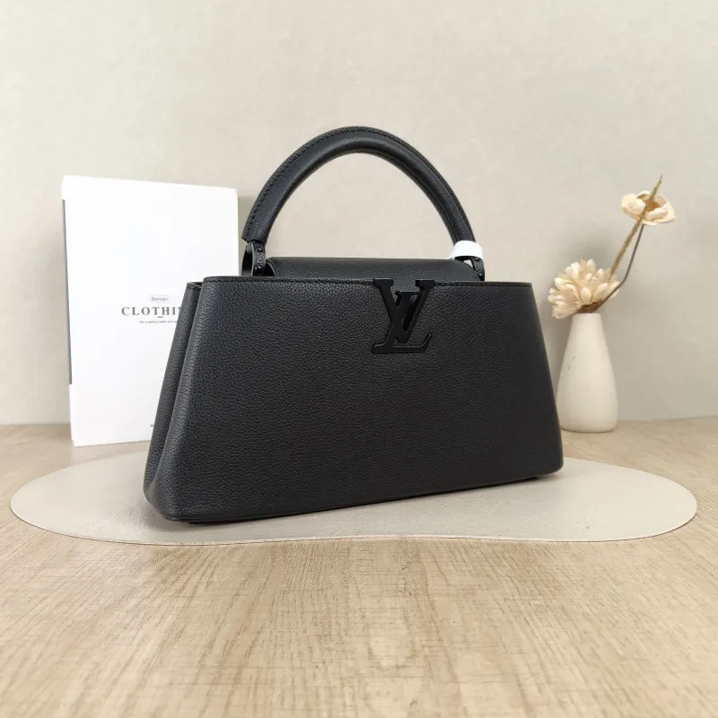 Louis Vuitton Top Handle Bag Capucines East West Black Calfskin Medium33 × 9 × 19 cm — cover view 4 of 5