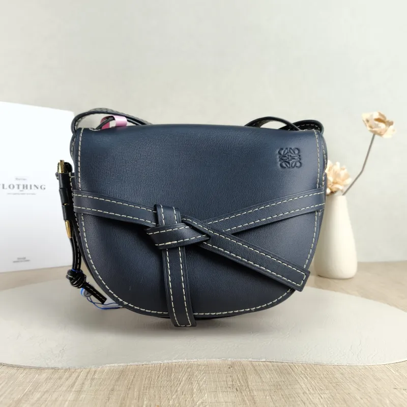 LOEWE Crossbody Bag Gate Black Calfskin Medium 25 × 11.5 × 19 cm