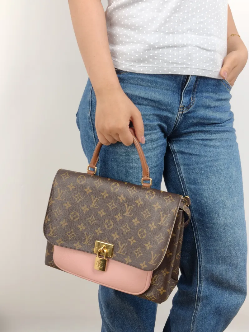 Louis Vuitton Crossbody Bag Marignan Messenger Bag Pink PVC · Calfskin Large 29 × 13.5 × 21 cm — on-model view 2 of 2