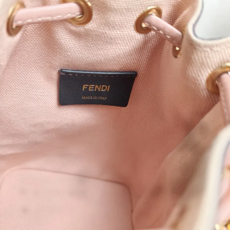 FENDI Crossbody Bag Mon Tresor Bucket Bag Pink Canvas Mini 12 × 10 × 18 cm — detail view 6 of 10