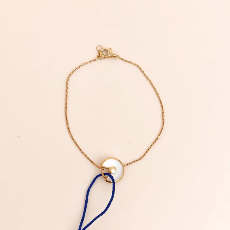CARTIER Bracelet Amulette de Bracelet White Mother-of-Pearl18KY ellow Gold Diamond One Size18cm