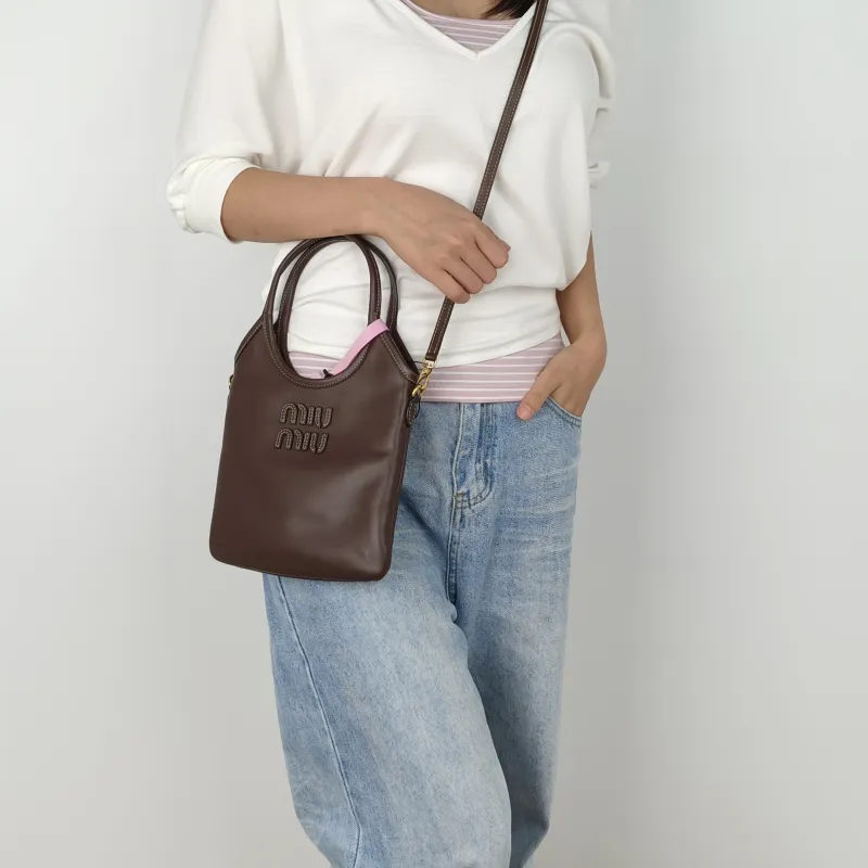 Miumiu Shoulder Bag IVY Tote Shopping Tote Calfskinmini20*24 — on-model view 1 of 3