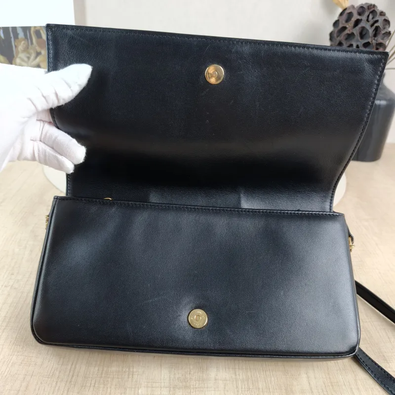 SAINT LAURENT Shoulder Bag Shoulder Crossbody Bag Black with Gold-Tone Hardware Lambskin One Size26 × 4 × 14 cm — detail view 9 of 13