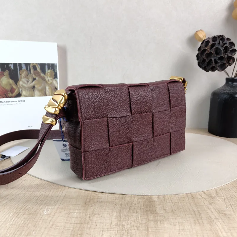 Bottega Veneta Crossbody Bag Cassette Woven Burgundy Calfskin Medium 23 × 5 × 15 cm — cover view 5 of 5