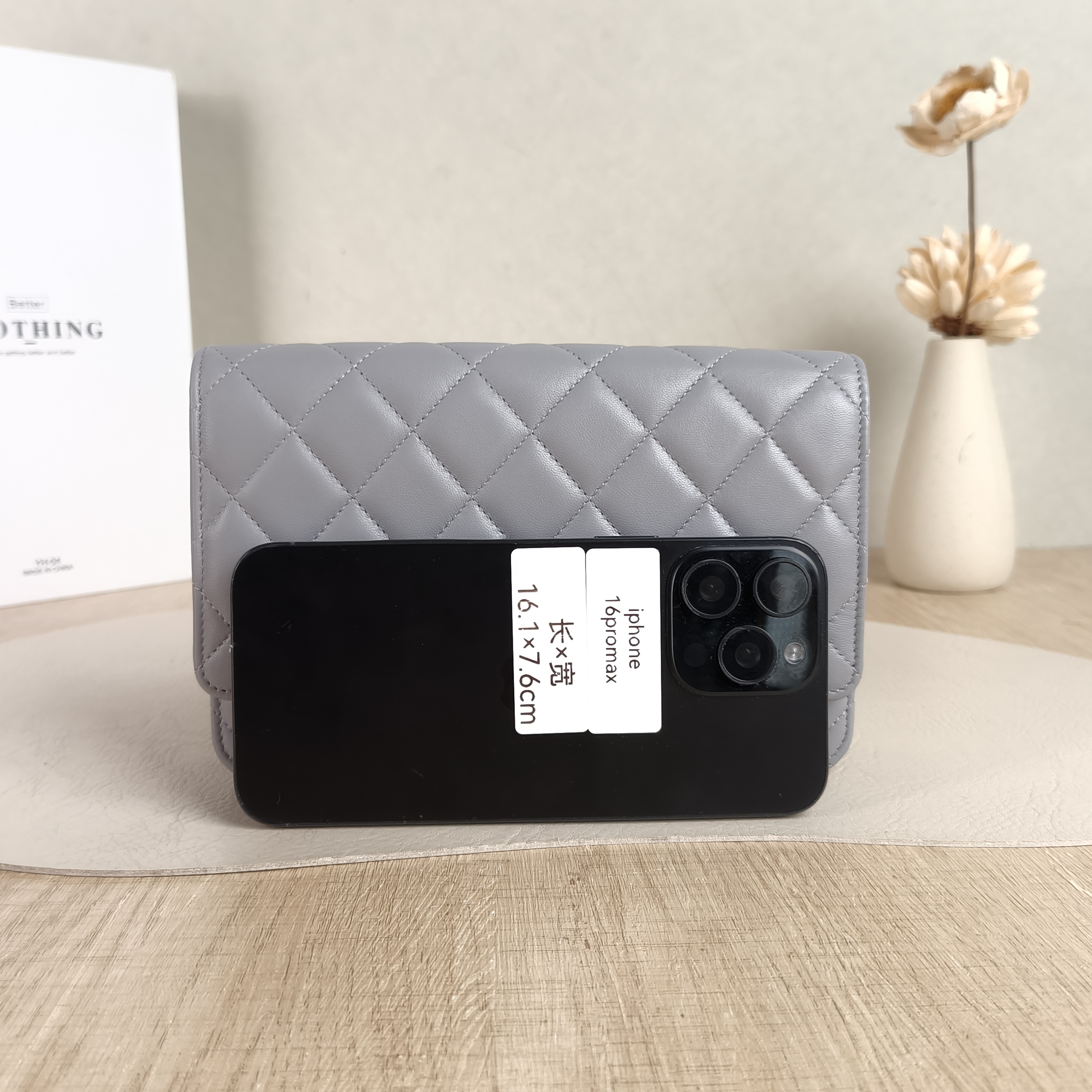 Chanel Crossbody Bag Classic Flap WOC CF WOCWOC Bag Edition Grey Lambskin mini19.2 × 3.5 × 12.3 cm — cover view 5 of 6