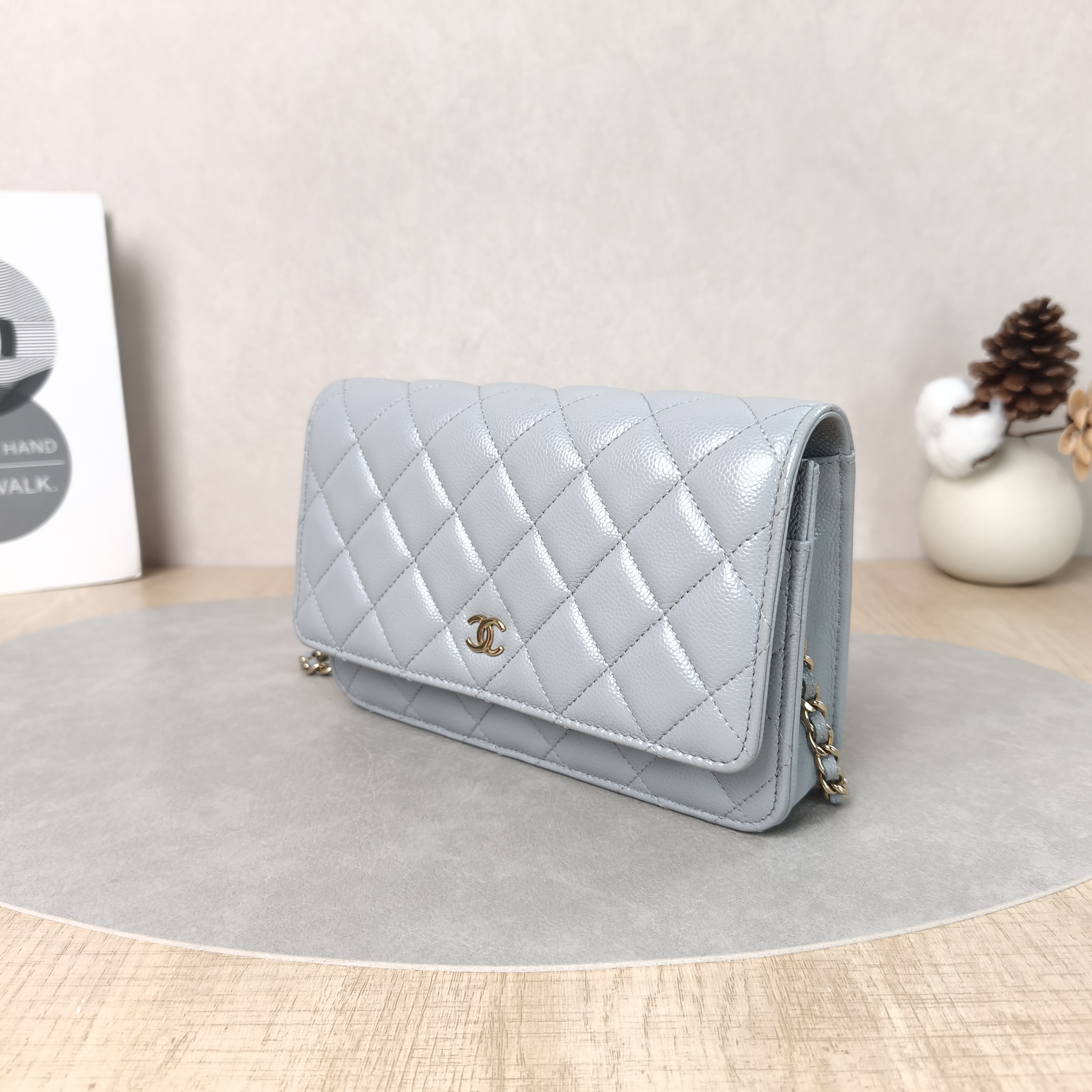 Chanel Crossbody Bag Classic Flap WOC CF WOC Grey Grained Calfskin One Size19.2 × 3.5 × 12.3 cm — cover view 3 of 5