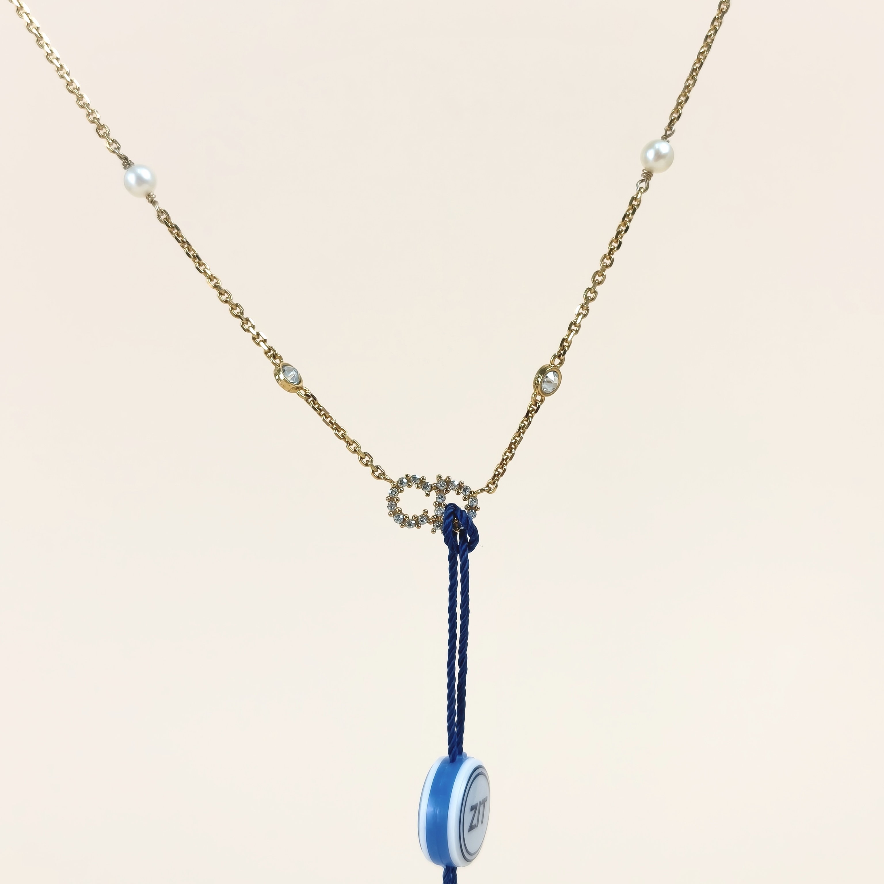 DIOR Necklace CD Pearl Necklace Gold One Size47cm