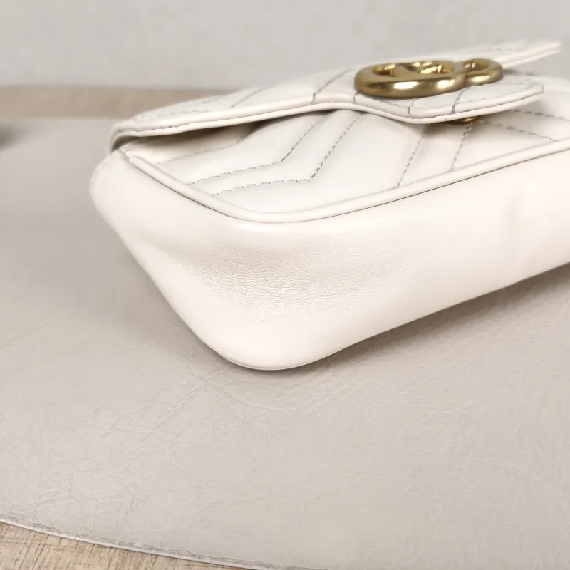 GUCCI Crossbody Bag GG Marmont Mini Marmont Mini White Calfskin Mini 16.5 × 4.5 × 9.5 cm — detail view 5 of 11