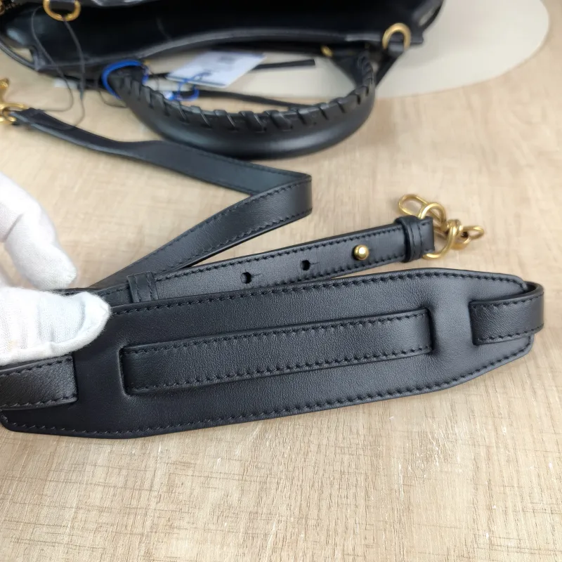 BALENCIAGA Crossbody Bag Neo Classic Black with Gold-Tone Hardware Calfskin Small 33 × 15.5 × 21 cm — detail view 10 of 12