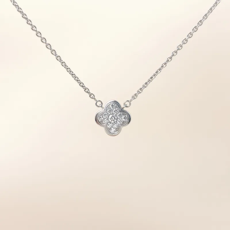 Van Cleef & Arpels Necklace Pure Alhambra Pavé Diamond Necklace White Gold Diamond18KW hite Gold One Size 41cm