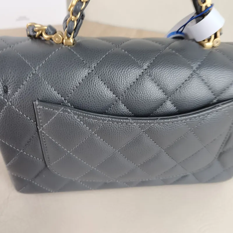 Chanel Crossbody Bag 25b mini Grey Grained Calfskin One Size 20 × 6 × 12 cm — detail view 9 of 14