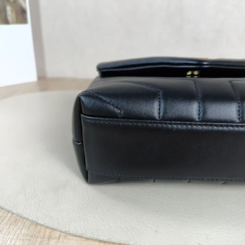 SAINT LAURENT Crossbody Bag LOULOU Black Calfskin Mini 20 × 7.5 × 14 cm — detail view 11 of 12