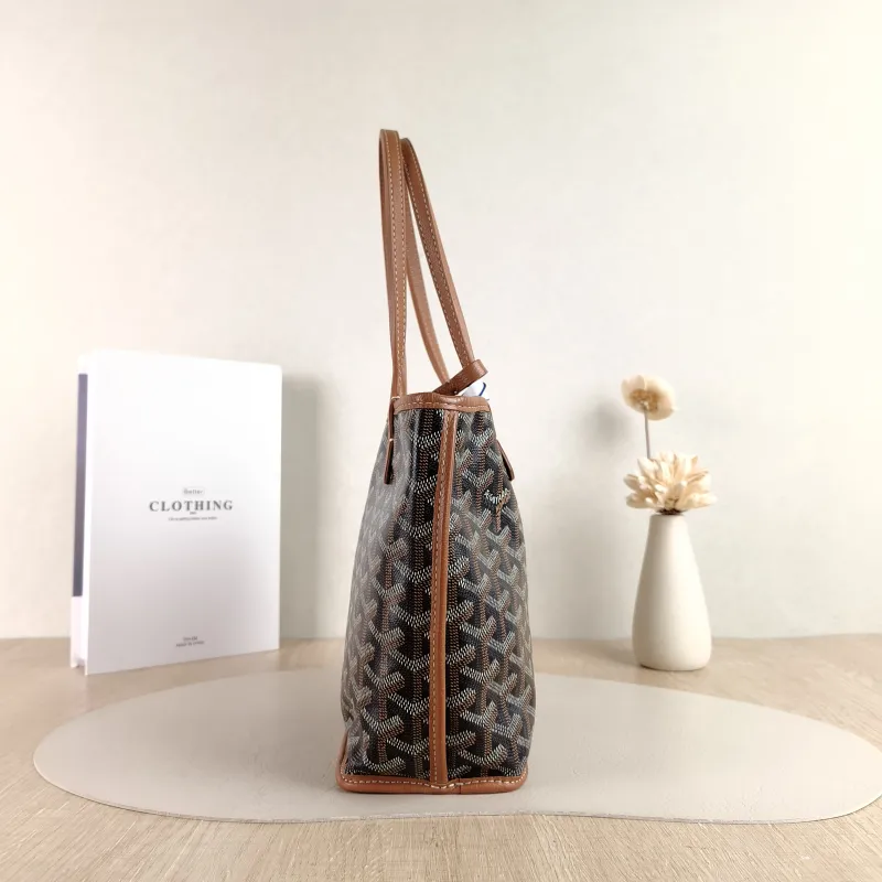 GOYARD Top Handle Bag ANJOU Shopping Tote Brown Calfskin Mini 19.5 × 9 × 19.5 cm — detail view 9 of 10