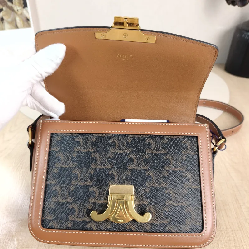 CELINE Crossbody Bag Teen Triomphe Monogram PVC Small 18.5 × 7 × 13.5 cm — detail view 1 of 11