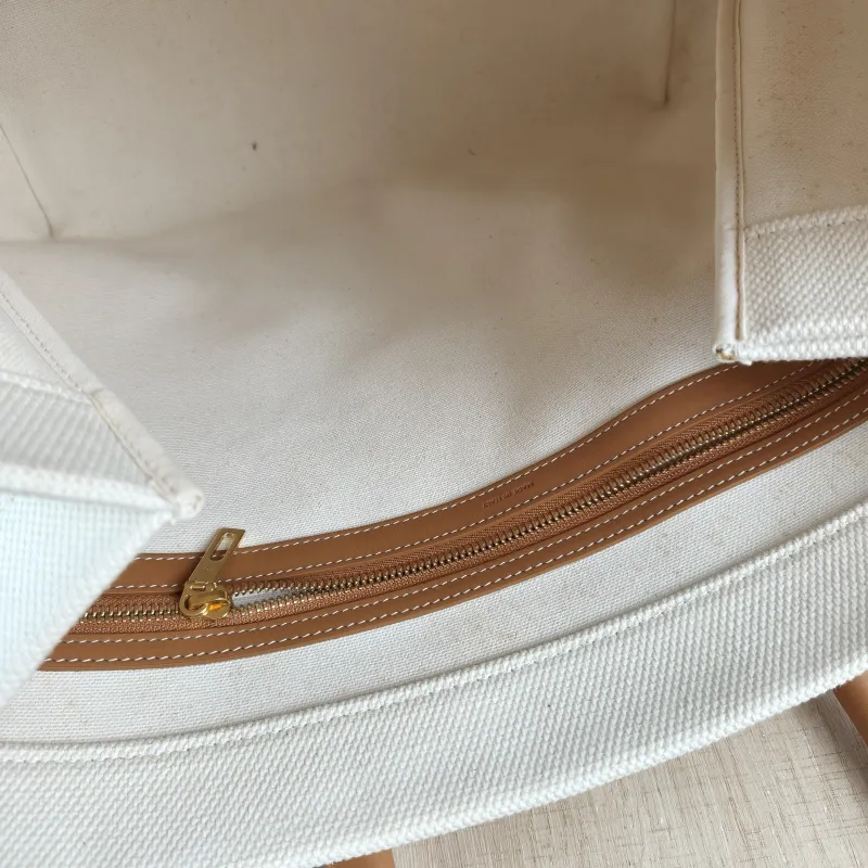 CELINE Top Handle Bag cabas logo tote White Canvas Large 34 × 20 × 33 cm — detail view 9 of 10