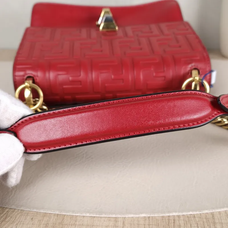 FENDI Crossbody Bag Crossbody Bag Red Calfskin One Size 19 × 7 × 15 cm — detail view 9 of 13