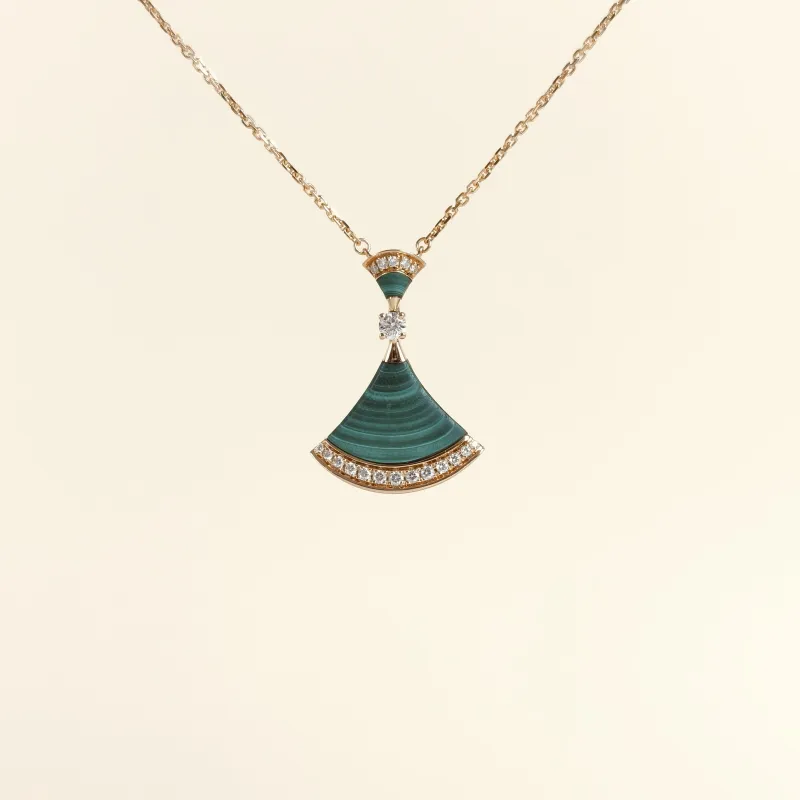 Bvlgari Necklace DIVAS’ DREAM Collection Malachite Pavé Diamond Malachite Diamond18KR ose Gold Large43cm