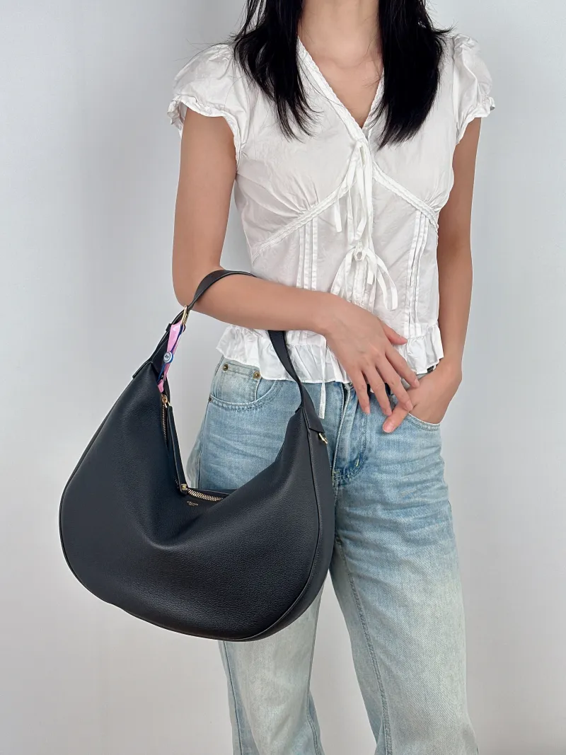 CELINE Shoulder Bag LULU hobo Black Calfskin Large 38 × 8 × 42 cm — on-model view 2 of 2