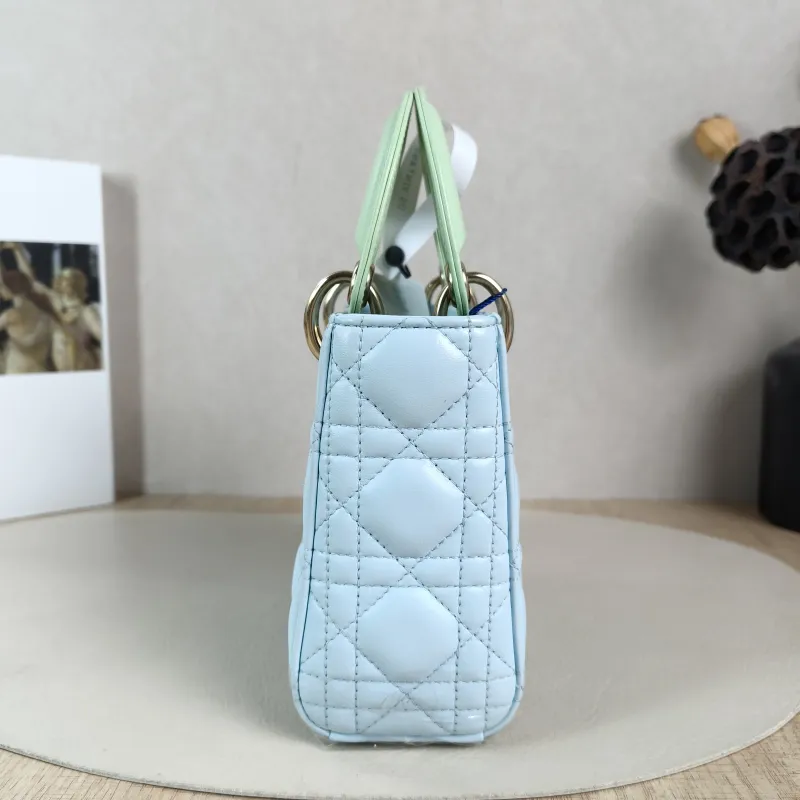 DIOR Crossbody Bag Lady Lady Dior Bag Green Blue Lambskin mini17 × 7 × 15 cm — detail view 1 of 14