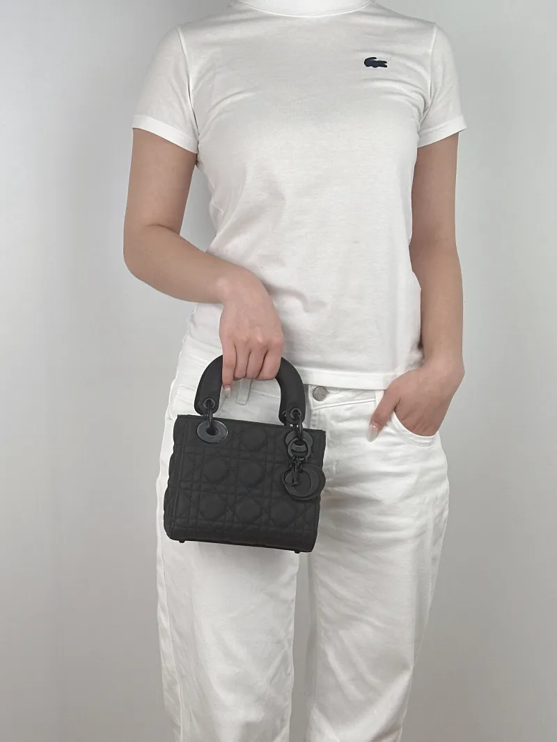 DIOR Crossbody Bag Lady Lady Dior Bag Black Lambskinmini17 × 7 × 15 cm — on-model view 3 of 3