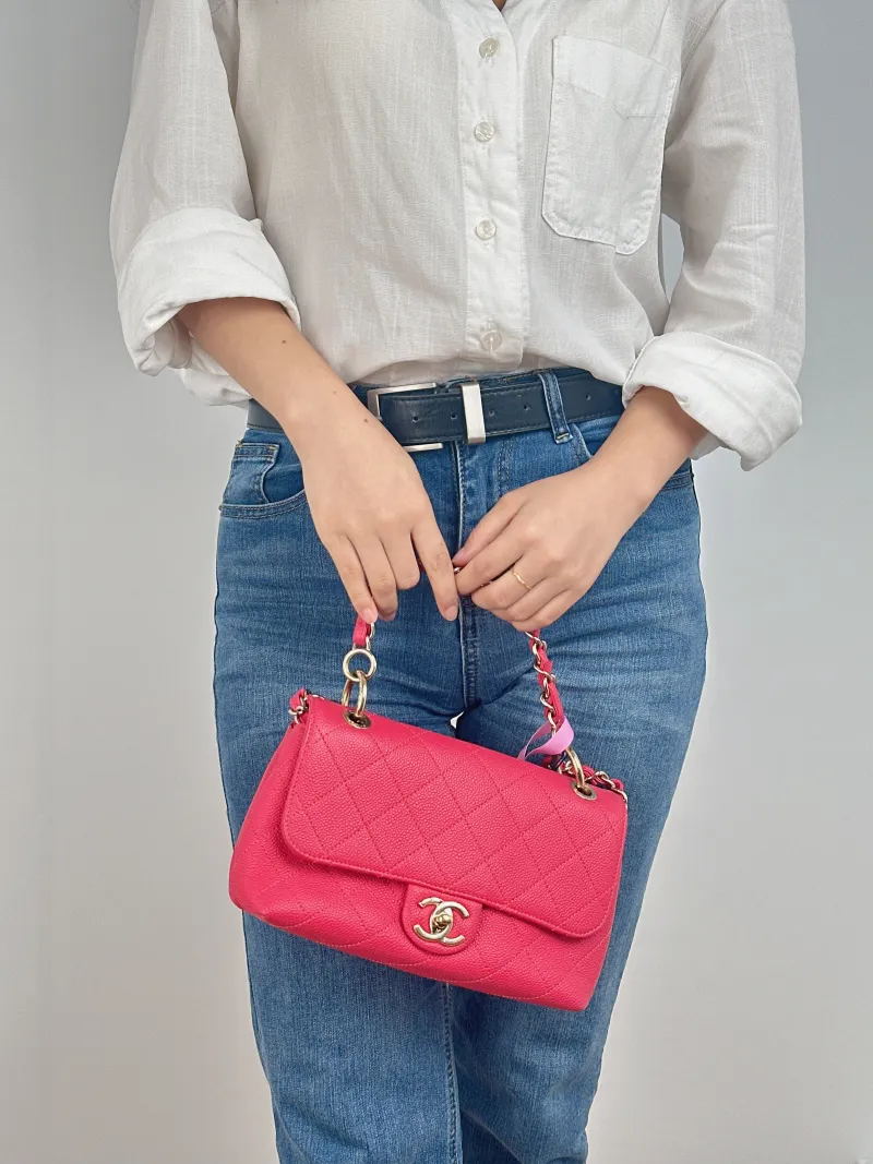 Chanel Crossbody Bag CF Crossbody Bag Red Grained Calfskin One Size 21 × 8 × 13 cm 29 — on-model view 2 of 2