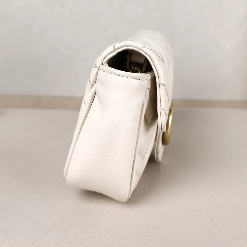 GUCCI Crossbody Bag GG Marmont Mini Marmont Mini White Calfskin Mini 16.5 × 4.5 × 9.5 cm — detail view 6 of 11