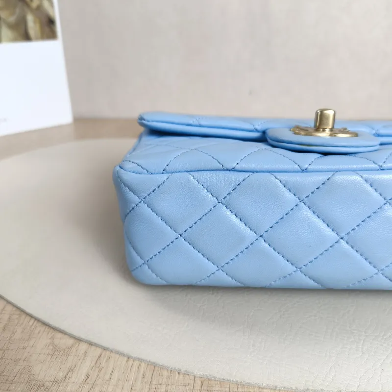 Chanel Crossbody Bag Classic Flap Large Mini CF Mini Blue Lambskin mini20 × 6 × 12 cm — cover view 4 of 10