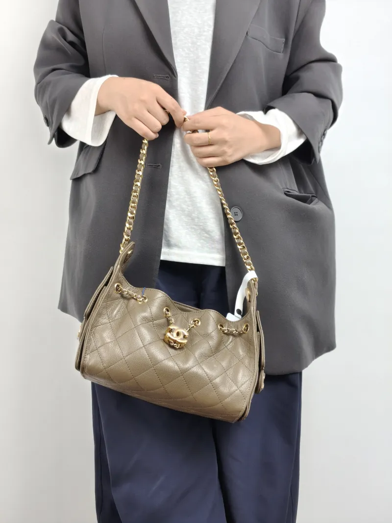 Chanel Crossbody Bag 25Bag Brown Calfskin Mini 22 × 12.5 × 20 cm — on-model view 2 of 2