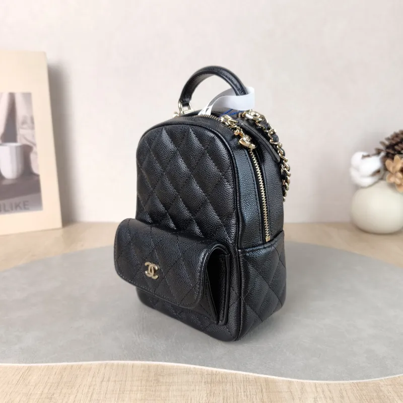Chanel Crossbody Bag Mini Backpack Crossbody Bag Black Grained Calfskin 13 × 9 × 18 cm — cover view 3 of 5