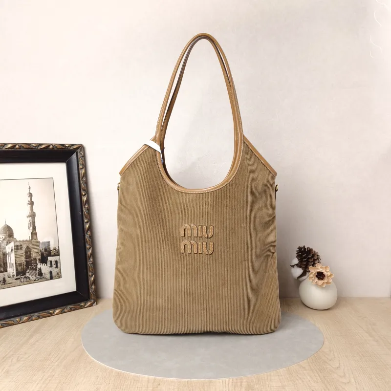 Miumiu Shoulder Bag IVY Tote Shopping Tote Brown Medium35*40
