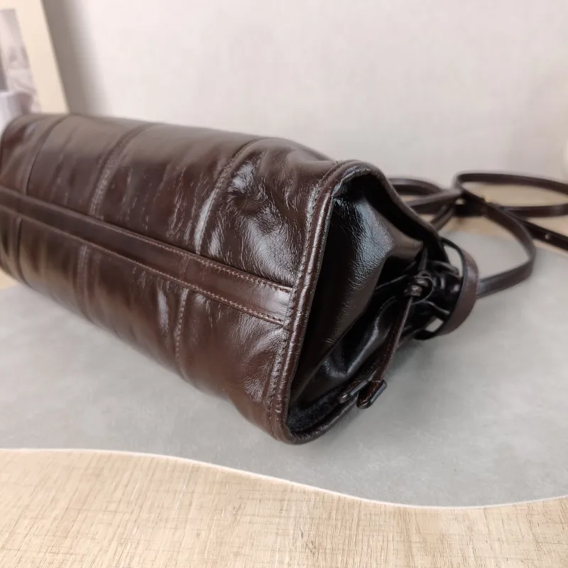 PRADA Shoulder Bag Bonnie Soft Lux Waxed Leather Medium 32 × 12 × 15.5 cm — detail view 1 of 11