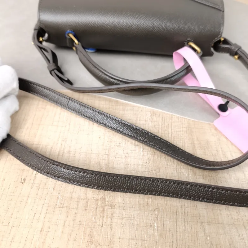 SAINT LAURENT Crossbody Bag Cassandra Shoulder Bag Brown Grained Calfskin Mini 20 × 7.5 × 16 cm — detail view 5 of 11
