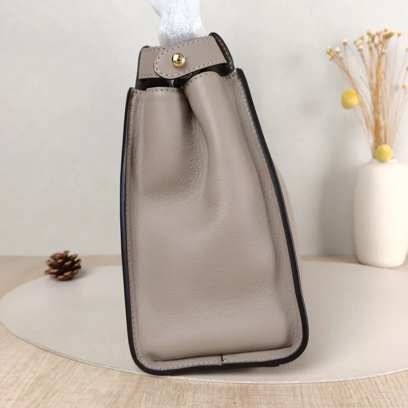 FENDI Top Handle Bag Peekaboo IS ee U Grey Calfskin Medium 33.5 × 13 × 25.5 cm — detail view 12 of 12