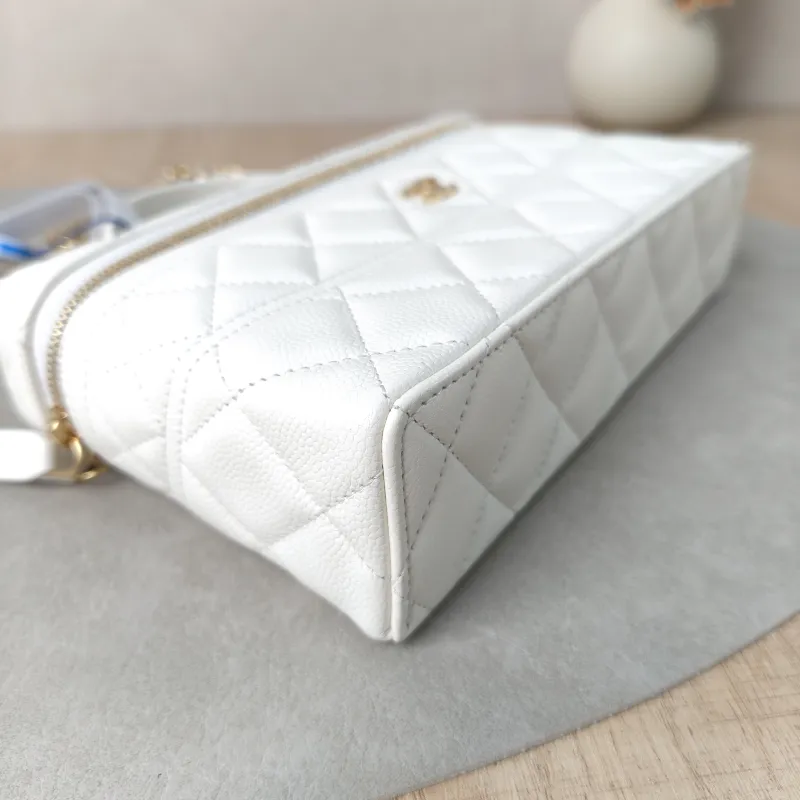Chanel Top Handle Bag lp White Gold Grained Calfskin One Size 19.5 × 5 × 17 cm — detail view 10 of 14
