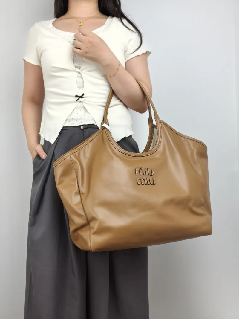Miumiu Shoulder Bag IVY Tote Shopping Tote CC alfskin 38 × 18 × 38 cm — on-model view 2 of 2