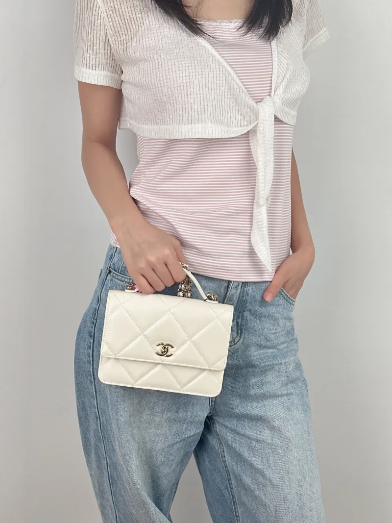 Chanel Backpack Backpack White Calfskin One Size18.2 × 5 × 14 cm — on-model view 2 of 3
