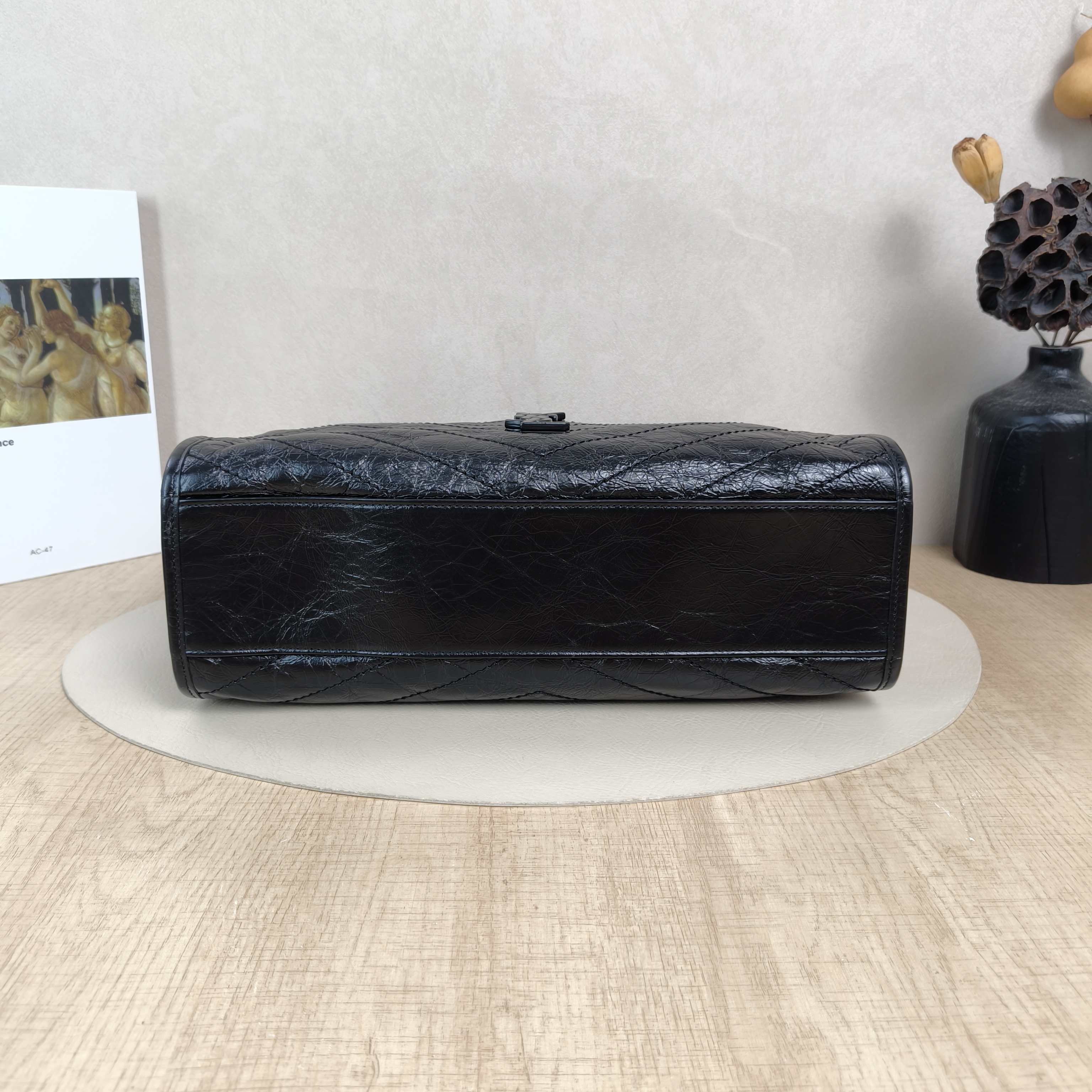 SAINT LAURENT Shoulder Bag NIKI SHOPPING Shopping Tote Black Waxed Leather Medium33 × 11.5 × 27 cm — cover view 5 of 5