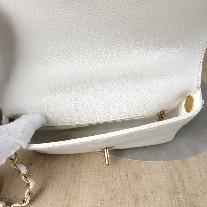 Chanel Crossbody Bag 25k cf Collection Top Handle Bag White Gold Grained Calfskin One Size 20 × 5 × 13 cm — detail view 9 of 13