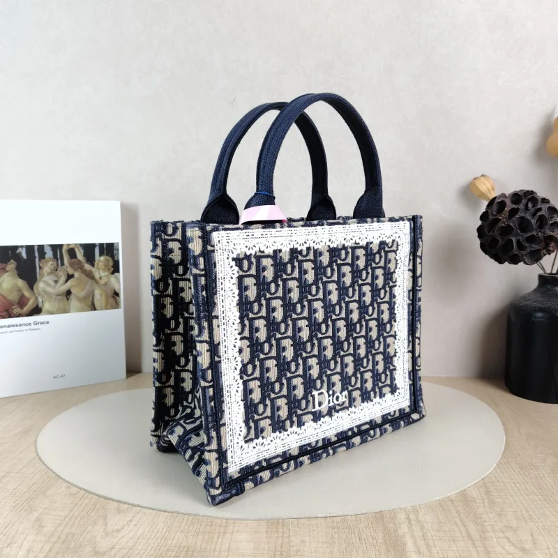 DIOR Shoulder Bag Book Tote Shoulder Strap Edition Blue Canvas Small 26.5 × 14 × 22 cm — cover view 2 of 6