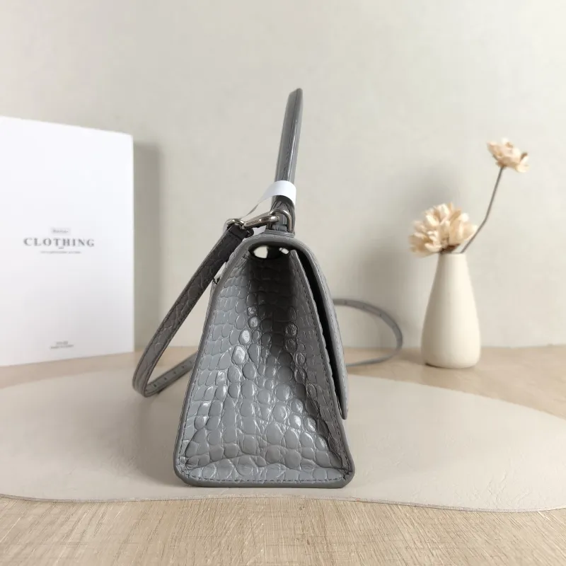 BALENCIAGA Crossbody Bag Hourglass Hourglass Bag Grey Calfskin Small 23 × 10 × 14 cm — detail view 5 of 11