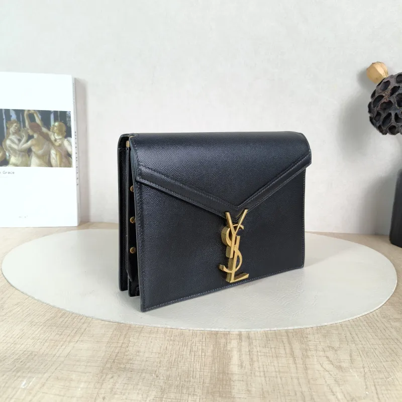 SAINT LAURENT Crossbody Bag Cassandra Black Grained Calfskin Medium 22 × 5.5 × 16.5 cm — cover view 3 of 5